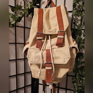 URBAN OUTFITTERS Canvas Army Backpack In Cream